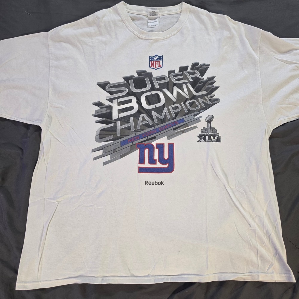 Reebok New York Giants Super Bowl XLVI Champions T-Shirt White 2XL